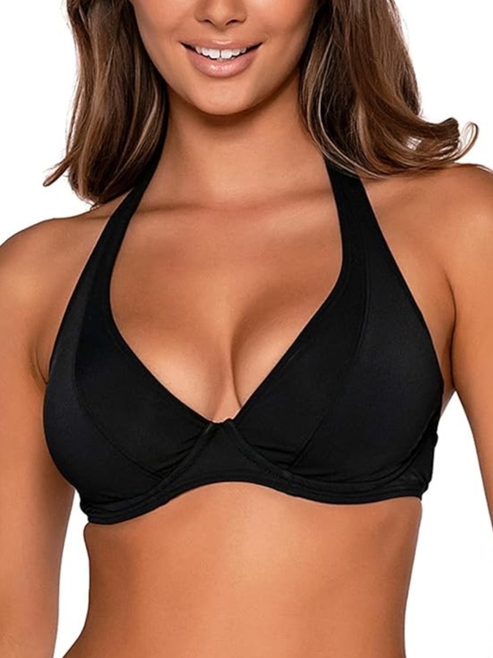 Sunsets Black Halter Underwire Bikini Top - Women Swim